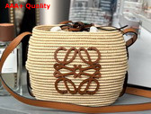 Loewe Beehive Basket bag in Raffia and Calfskin Natural Tan Replica