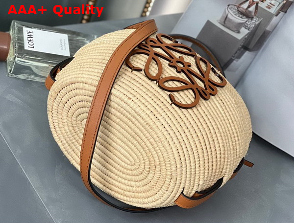 Loewe Beehive Basket bag in Raffia and Calfskin Natural Tan Replica