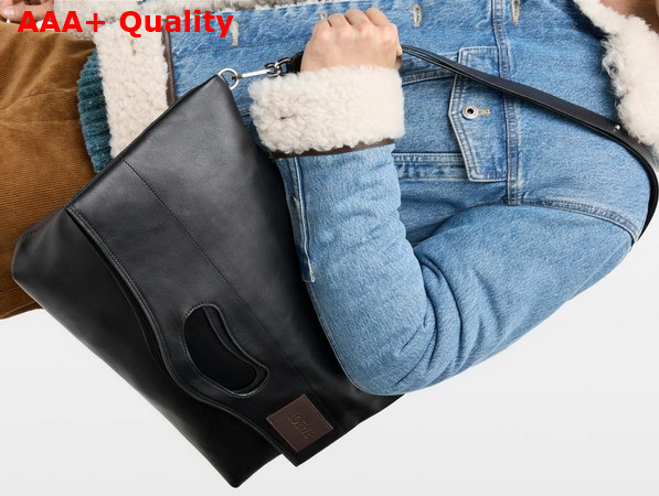Loewe Bob Folded Tote in Black Shiny Supple Calfskin Replica