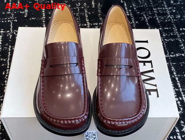 Loewe Campo Loafer in Burgundy Brushed Calfskin Replica