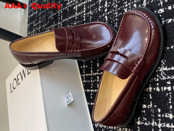 Loewe Campo Loafer in Burgundy Brushed Calfskin Replica