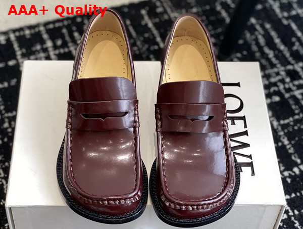 Loewe Campo Loafer in Burgundy Calfskin Replica