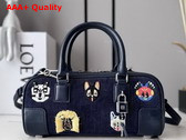 Loewe Cats Amazona 23 Cropped Bag in Blue Embroidered Denim Replica