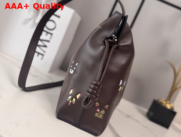 Loewe Cats Medium Flamenco Clutch in Chocolate Nappa Calfskin Replica