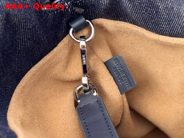 Loewe Cats Medium Flamenco Clutch in Embroidered Denim Blue Replica