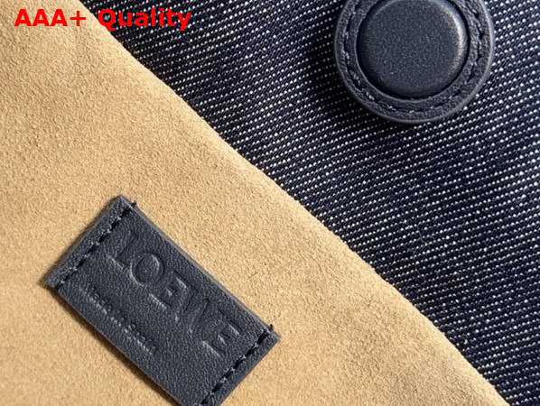 Loewe Cats Mini Flamenco Clutch in Blue Embroidered Denim Replica