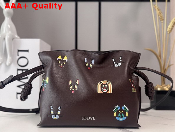 Loewe Cats Mini Flamenco Clutch in Nappa Calfskin Chocolate Replica