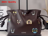 Loewe Cats Mini Flamenco Clutch in Nappa Calfskin Chocolate Replica
