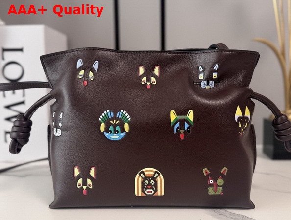 Loewe Cats Mini Flamenco Clutch in Nappa Calfskin Chocolate Replica