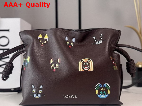 Loewe Cats Mini Flamenco Clutch in Nappa Calfskin Chocolate Replica