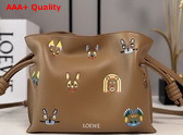 Loewe Cats Mini Flamenco Clutch in Nappa Calfskin Mocha Replica
