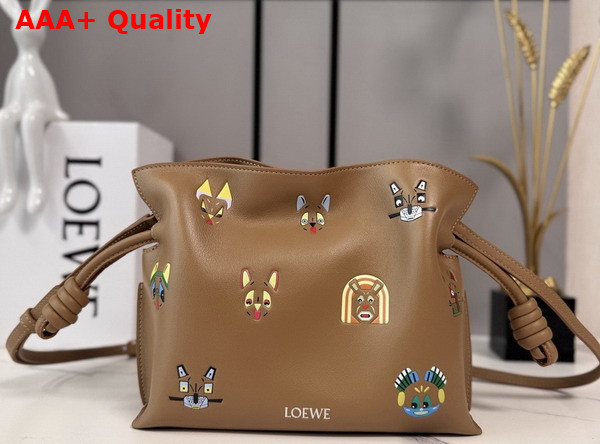 Loewe Cats Mini Flamenco Clutch in Nappa Calfskin Mocha Replica