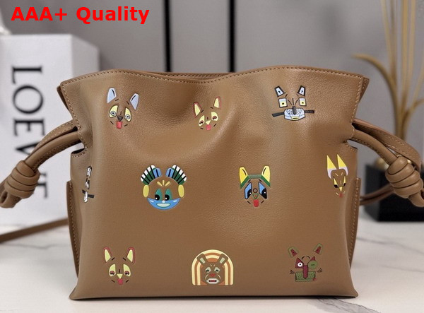 Loewe Cats Mini Flamenco Clutch in Nappa Calfskin Mocha Replica