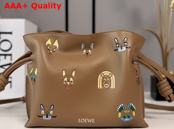 Loewe Cats Mini Flamenco Clutch in Nappa Calfskin Mocha Replica