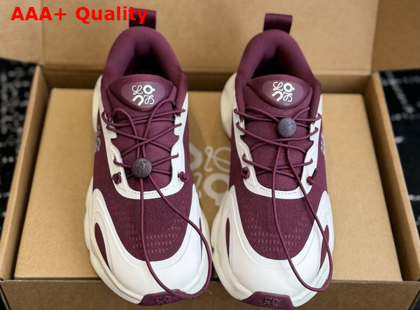 Loewe Cloudsolo Sneaker in Burgundy and Eggshell Recycled Polyester Replica