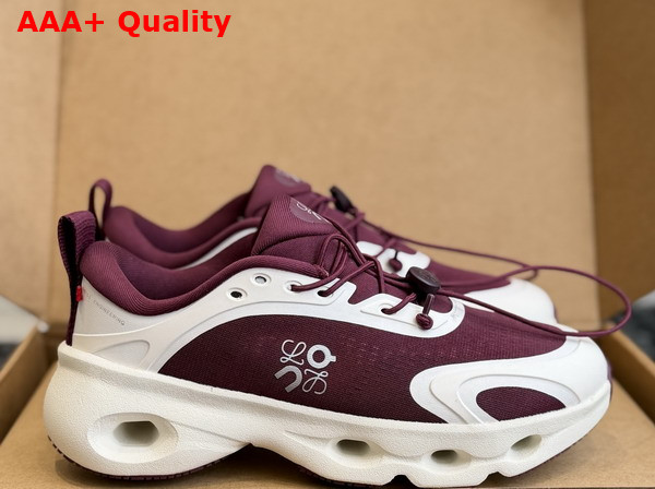 Loewe Cloudsolo Sneaker in Burgundy and Eggshell Recycled Polyester Replica