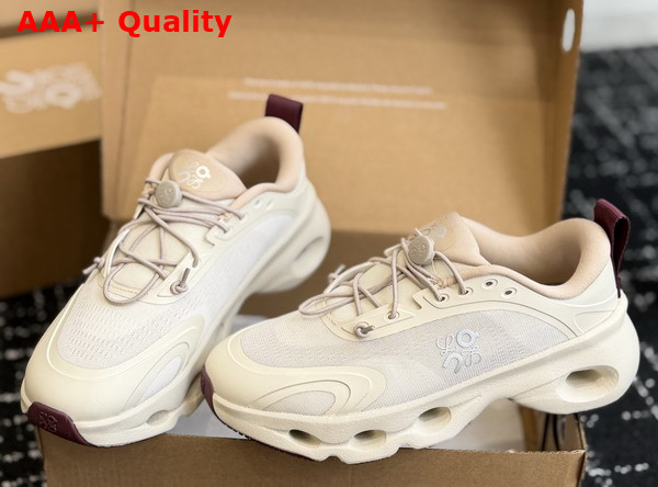 Loewe Cloudsolo Sneaker in Sand and Burgundy Recycled Polyester Replica