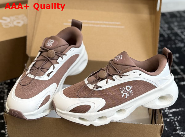 Loewe Cloudsolo Sneaker in Taupe and Eggshell Recycled Polyester Replica