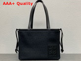Loewe Cushion Tote in Anagram Jacquard and Calfskin Anthracite Black Replica