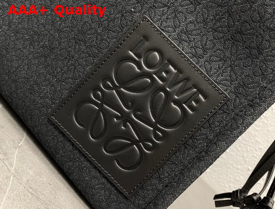 Loewe Cushion Tote in Anagram Jacquard and Calfskin Anthracite Black Replica