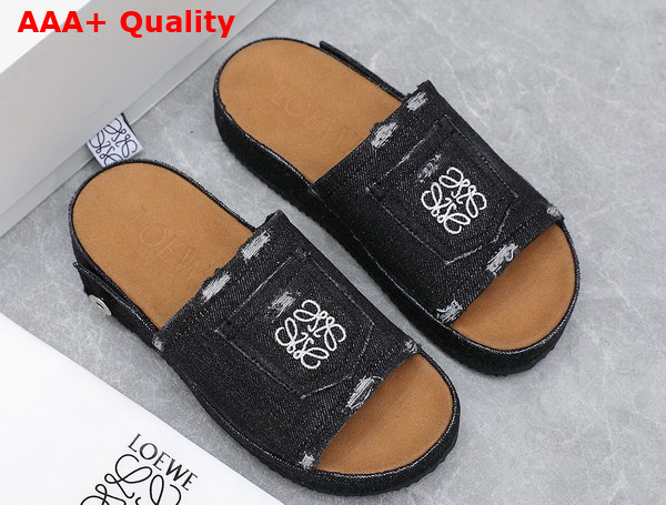 Loewe Deconstructed Slide in Black Denim Replica