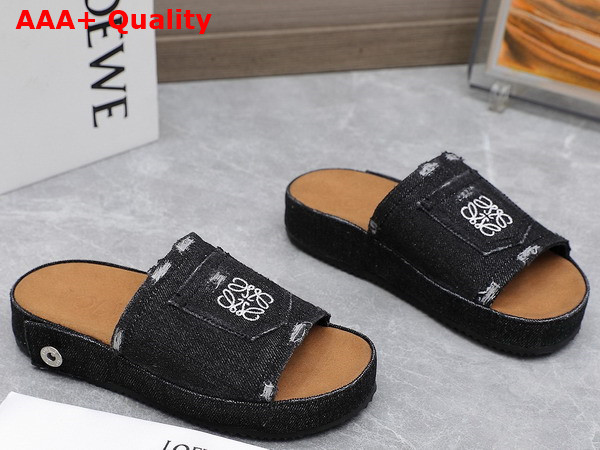 Loewe Deconstructed Slide in Black Denim Replica