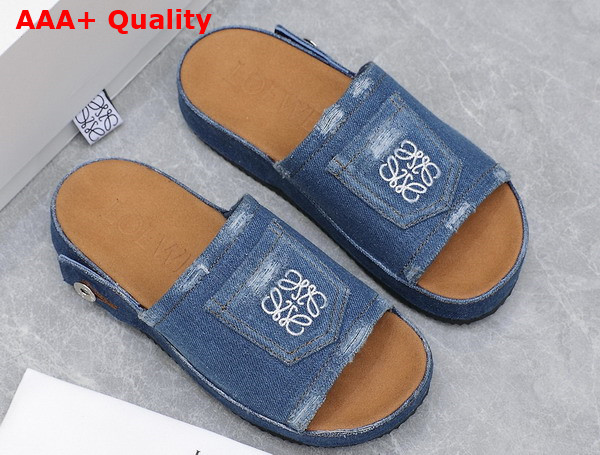 Loewe Deconstructed Slide in Washed Denim Replica