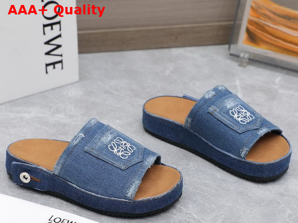 Loewe Deconstructed Slide in Washed Denim Replica
