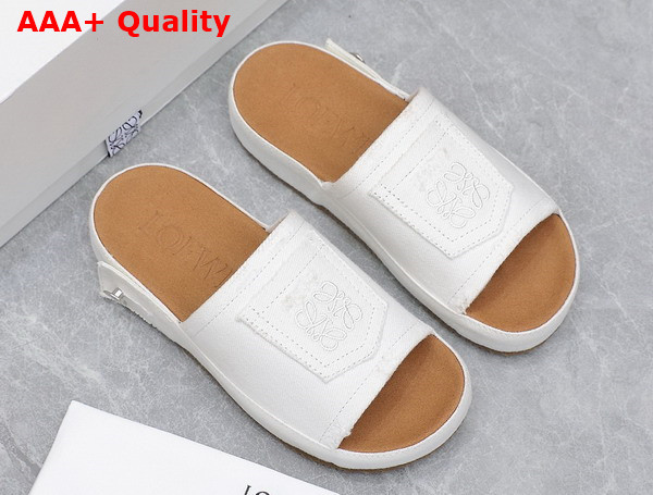 Loewe Deconstructed Slide in White Denim Replica