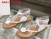 Loewe Disc Sandal in White Calfskin Replica