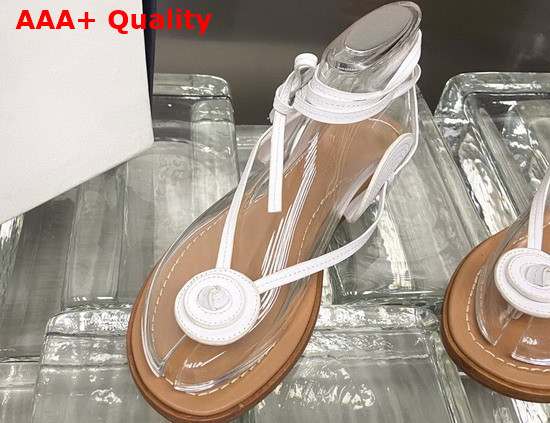 Loewe Disc Sandal in White Calfskin Replica