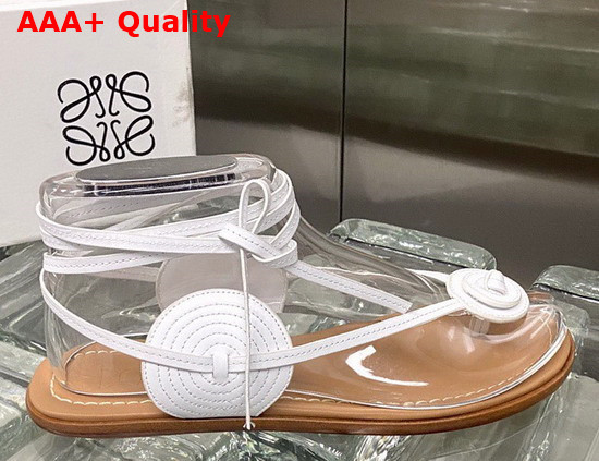 Loewe Disc Sandal in White Calfskin Replica