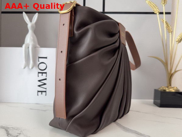 Loewe Draped Tote in Dark Chestnut Mellow Nappa Lambskin Replica