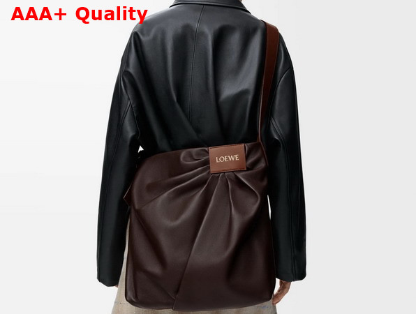 Loewe Draped Tote in Dark Chestnut Mellow Nappa Lambskin Replica