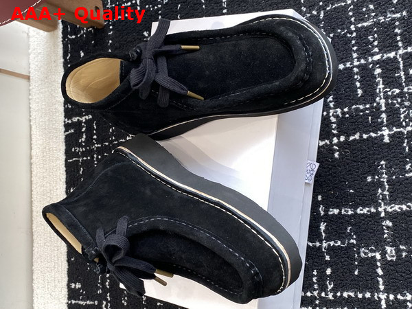 Loewe Faro Lace Up Boot in Black Suede Calfskin Replica
