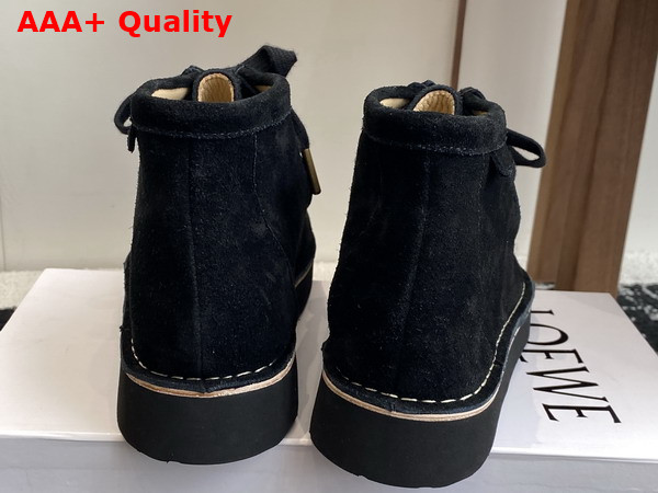 Loewe Faro Lace Up Boot in Black Suede Calfskin Replica