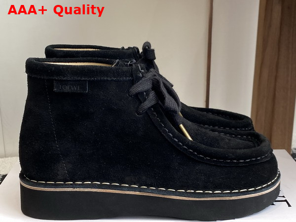 Loewe Faro Lace Up Boot in Black Suede Calfskin Replica