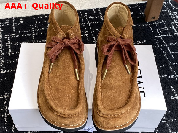 Loewe Faro Lace Up Boot in Brown Suede Calfskin Replica