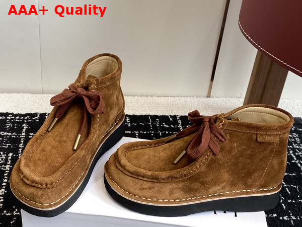 Loewe Faro Lace Up Boot in Brown Suede Calfskin Replica