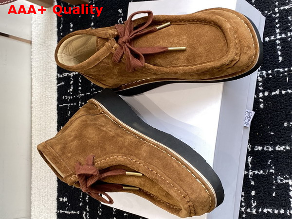 Loewe Faro Lace Up Boot in Brown Suede Calfskin Replica