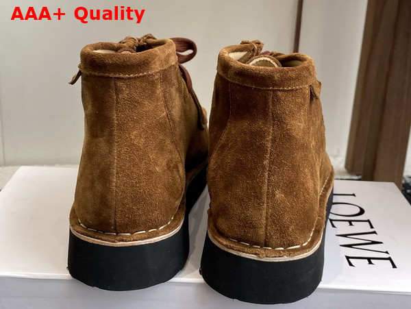 Loewe Faro Lace Up Boot in Brown Suede Calfskin Replica