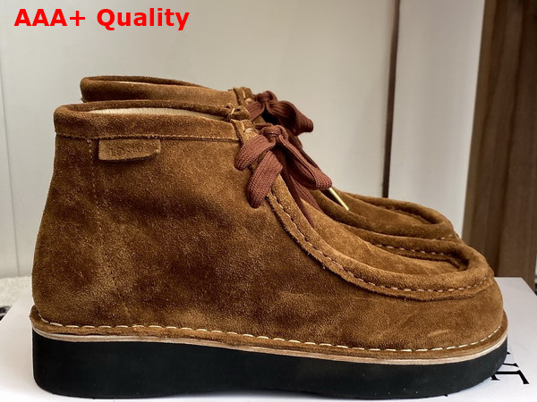 Loewe Faro Lace Up Boot in Brown Suede Calfskin Replica