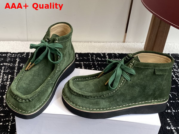 Loewe Faro Lace Up Boot in Sage Suede Calfskin Replica