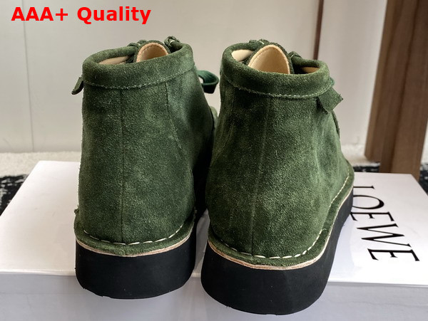 Loewe Faro Lace Up Boot in Sage Suede Calfskin Replica