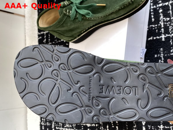 Loewe Faro Lace Up Boot in Sage Suede Calfskin Replica