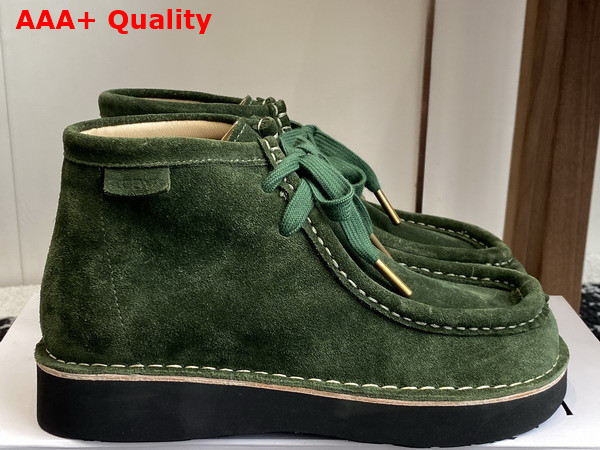 Loewe Faro Lace Up Boot in Sage Suede Calfskin Replica