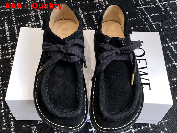 Loewe Faro Lace Up in Suede Calfskin Black Replica