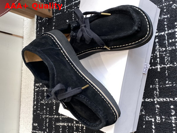 Loewe Faro Lace Up in Suede Calfskin Black Replica