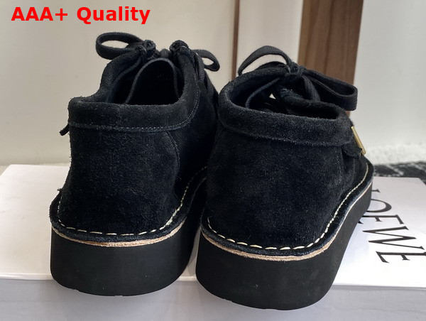 Loewe Faro Lace Up in Suede Calfskin Black Replica