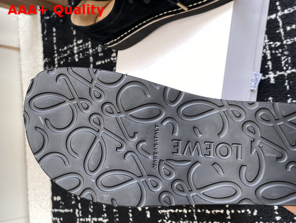 Loewe Faro Lace Up in Suede Calfskin Black Replica